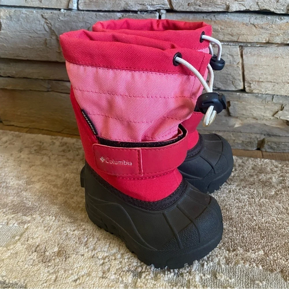 Columbia Powderbug Wool Lined Snow Boots Waterproof Tall Drawstring Pink: 4